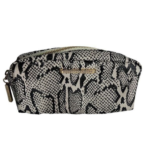 Rebecca Minkoff Ava Zip Wallet Snake Print Studs w/Matching Cosmetic Bag - Picture 7 of 9